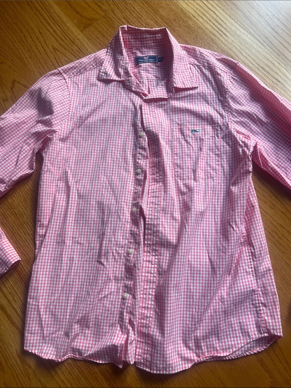 Vineyard Vines Pink Gingham Cotton Button-Down Shirt Mens Medium